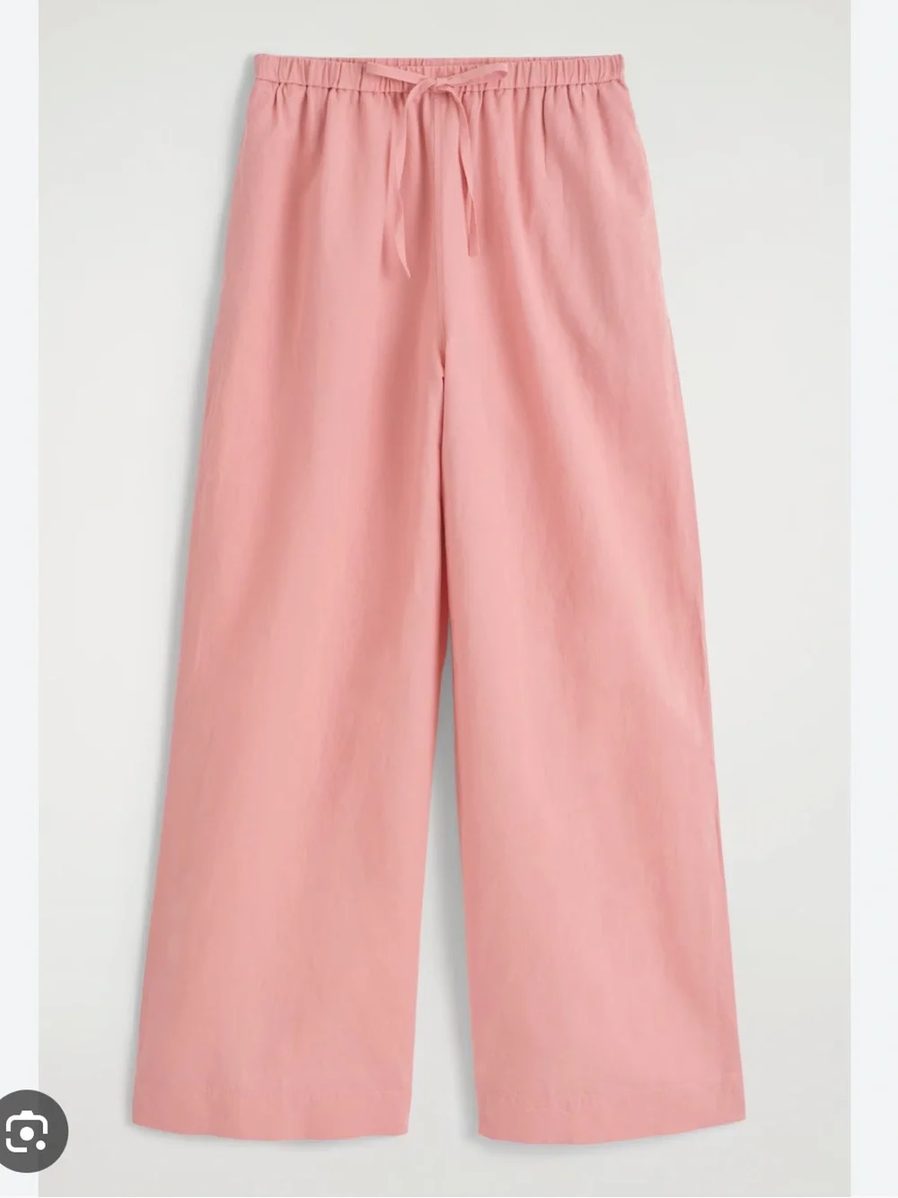 COS Wide-Leg Linen Drawstring Trousers — Blush Pink